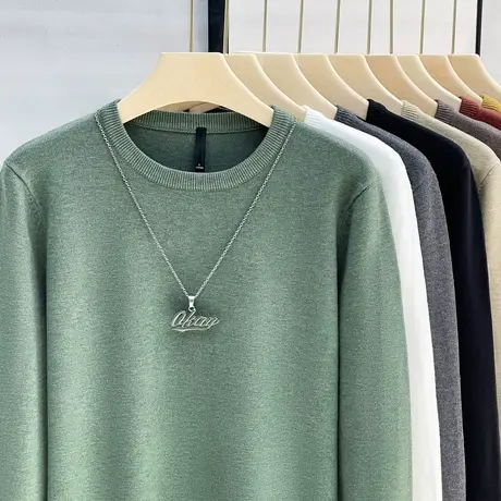 秋冬季简单休闲小高领毛衣男士白色针织打底衫修身内穿搭紧身长袖商品大图