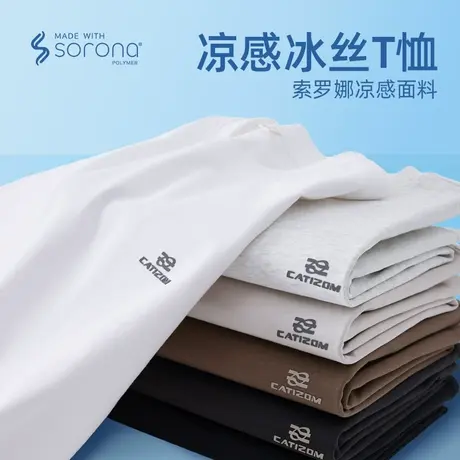 hansca凉感索罗娜+防晒UPF50冰丝短袖t恤男2025新款夏季速干上衣商品大图