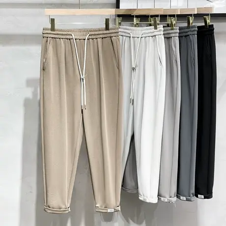 垂感裤子男夏季薄款2023新款九分宽松春秋款休闲卫裤男士运动长裤商品大图