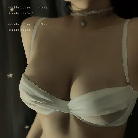 缎面网纱半杯文胸超薄款性感蕾丝内衣内裤套装法式半透明女士胸罩图片