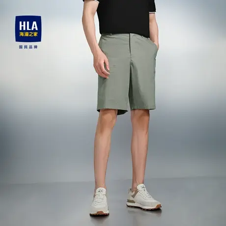 HLA/海澜之家舒适弹力休闲中裤24春夏新半松紧腰柔软直筒五分裤男商品大图