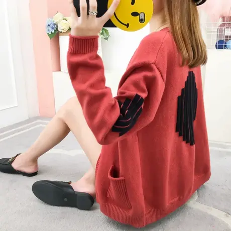 毛衣女秋冬2025新款韩版宽松外穿百搭慵懒风短款加厚针织开衫外套商品大图