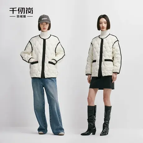 千仞岗秋冬羽绒服优雅复古法式气质小众小香风圆领外套商品大图