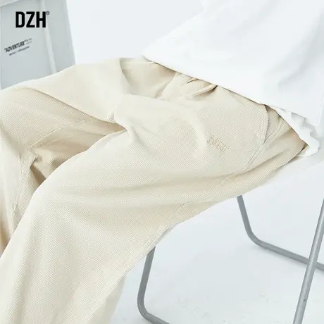 男士米色灯芯绒裤子男秋款宽松直筒2023新款美式休闲裤日系阔腿裤商品大图