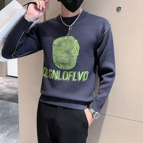 2023秋冬新款潮牌套头打底针织衫双面可穿潮流高级感长袖毛衣体恤商品大图