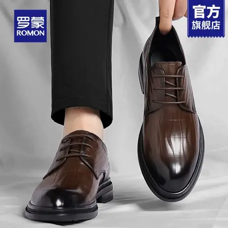 罗蒙男鞋2025新款秋季结婚公务员软皮正装皮鞋男英伦商务德比鞋RM商品大图