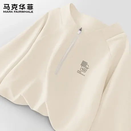 马可华菲速干男t恤夏季运动抗菌健身上衣男款宽松半拉链立领长袖X商品大图