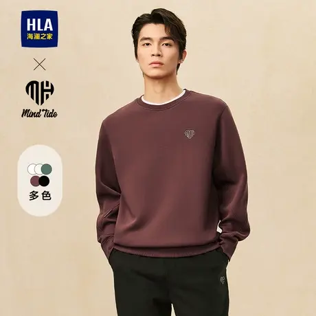 HLA/海澜之家亦心即为系列卫衣2025春秋款圆领绣花柔软上衣男士图片