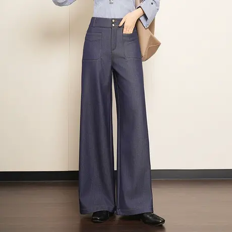 时尚显瘦阔腿裤女2025秋冬新款垂感高腰通勤长裤百搭直筒休闲裤子商品大图