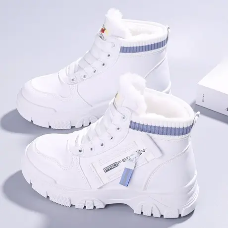 高帮鞋女2023冬季新款爆款马丁靴百搭厚底运动鞋加绒加厚棉鞋过冬图片