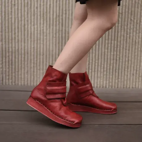 Artmu阿木原创复古手工擦色定制小众厚底短靴女2023新款真皮靴子商品大图