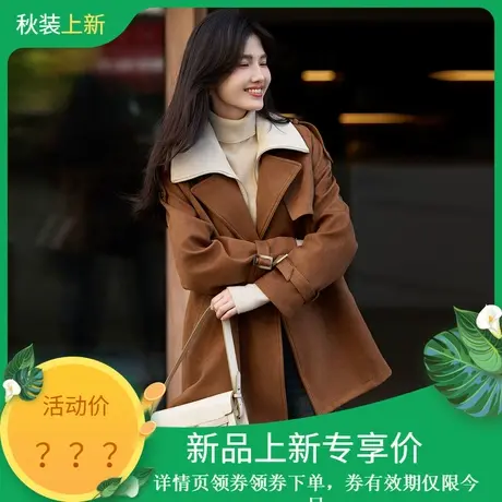 时尚气质风衣2023冬季新款女装百搭高级宽松通勤可拆领加厚款外套图片