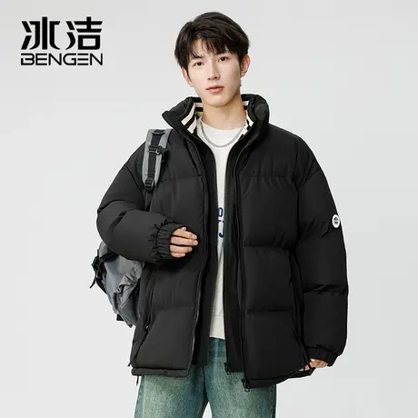 冰洁棉服男款冬季新款撞色连帽冲锋衣加厚防风保暖棉衣外套潮GS商品大图