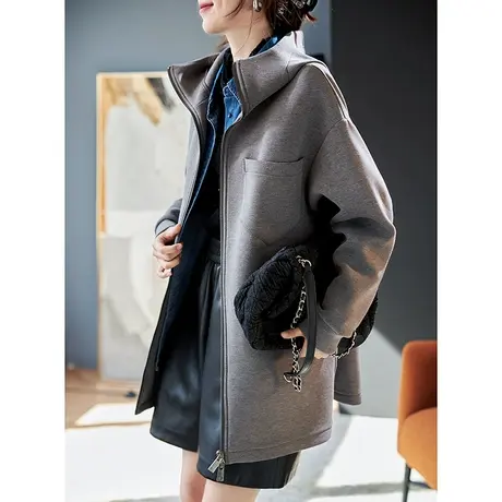 宝诗黎【新品价298元】中长款宽松休闲外套UY9067商品大图