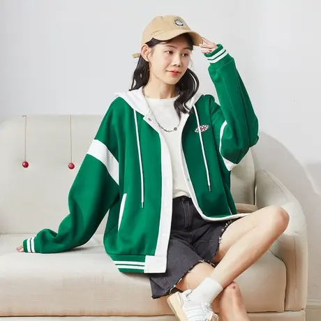 唐狮复合外套女装秋冬季新款韩版运动休闲小香风外套连帽开衫上衣图片