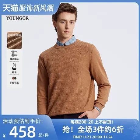 【23春季新品】雅戈尔男士羊毛混纺商务毛衫保暖圆领套头上衣商品大图