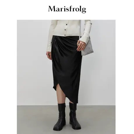 【新品首发】玛丝菲尔女装秋新款黑色显瘦半身裙ACBW31162商品大图