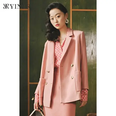 【1996系列】音儿女装冬季新款气质西装领短外套商品大图