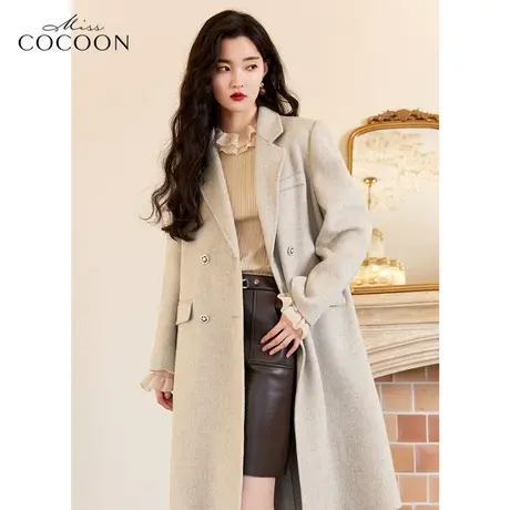 MISSCOCOON高端羊毛大衣外套女2022新款冬季宽松长款过膝毛呢外套商品大图