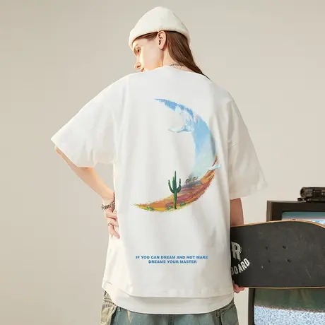 日系bf风夏季oversize国潮仙人掌t恤短袖男潮大码ins潮牌针织半袖商品大图