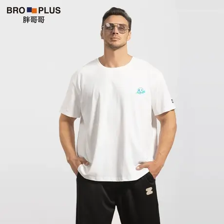 胖哥哥重磅纯棉大码短袖男宽松加肥加大男士半袖T恤青春潮流运动T图片
