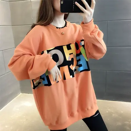 中长款圆领套头韩版宽松百搭时尚字母卫衣2023年春装洋气打底ins商品大图