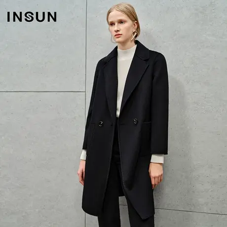 INSUN恩裳线上专选冬季双面呢水波纹毛呢外套图片