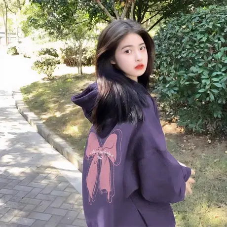 纯棉连帽卫衣女美式复古秋冬上衣2023新款爆款慵懒风秋冬加绒外套商品大图