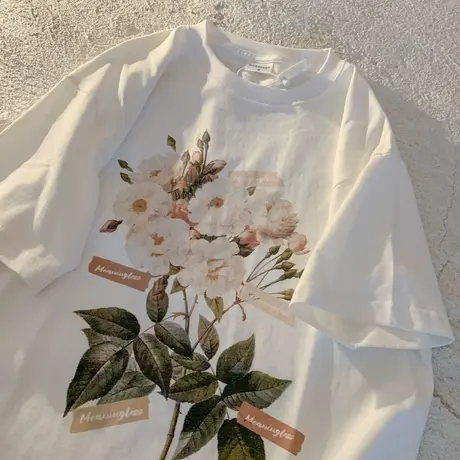 美式vintage古着t恤女小众宽松纯棉短袖ins潮oversize大码上衣夏图片