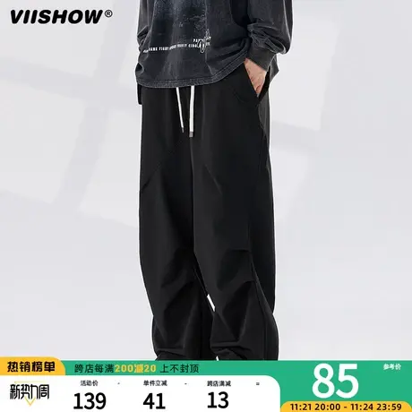 VIISHOW秋季潮牌港风宽松休闲伞兵裤子男装新款工装运动长裤男士图片