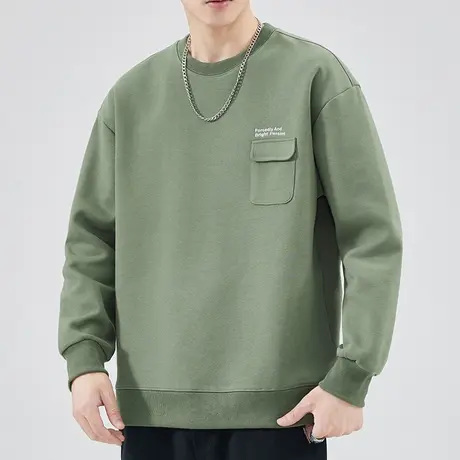 2024新款男生中性风潮牌高端圆领卫衣春季纯色重磅长袖上衣春秋款商品大图