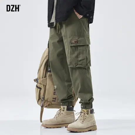 男士美式军绿色工装裤男春秋休闲裤男款束脚裤子潮牌机能裤登山裤商品大图