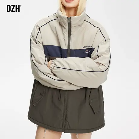 男女同款撞色棉服男款冬季加厚潮牌休闲立领棉衣外套2024新款袄子商品大图