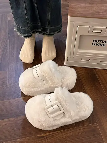 毛毛拖鞋女秋冬外穿2023新款爆款厚底包头保暖半拖网红ins潮棉拖商品大图