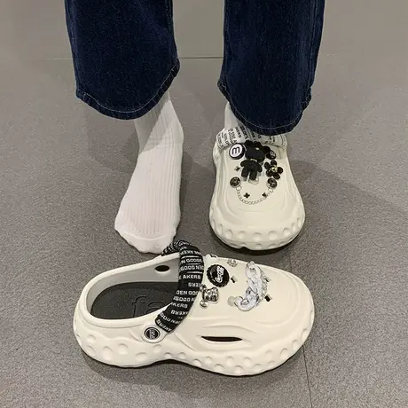 洞洞鞋女外穿凉鞋夏季卡通可爱厚底防滑增高跟沙滩网红包头凉拖鞋商品大图