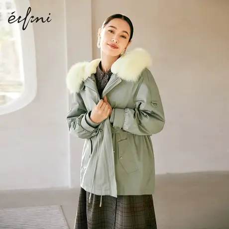 【商场同款】伊芙丽短外套女202秋冬新款毛领韩系派克服1CA213082图片