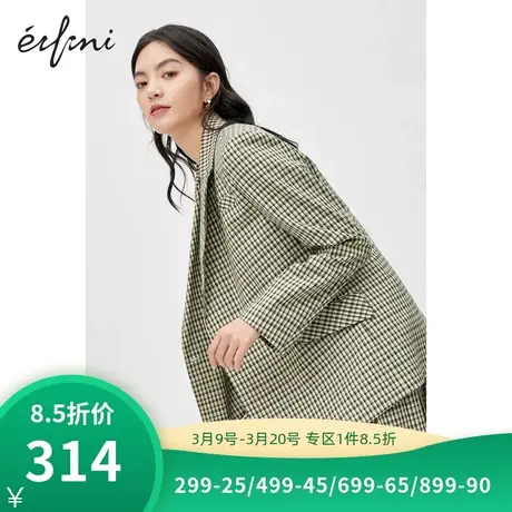伊芙丽西装外套女款韩版小西装炸街格子西服女上衣1B2210781商品大图