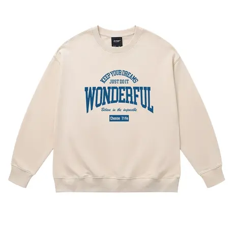 美式vintage设计感小众字母圆领卫衣潮牌加绒男美式复古运动上衣商品大图