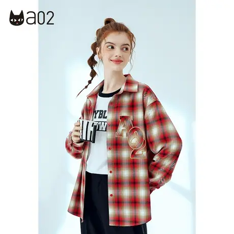 【呼呼严选专享】a02衬衫女秋季新款原创潮牌宽松格子衬衫上衣女商品大图