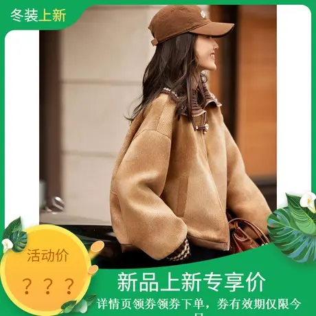 时尚气质棉服2023年冬季新款女翻领百搭减龄复古短款加棉厚款外套图片