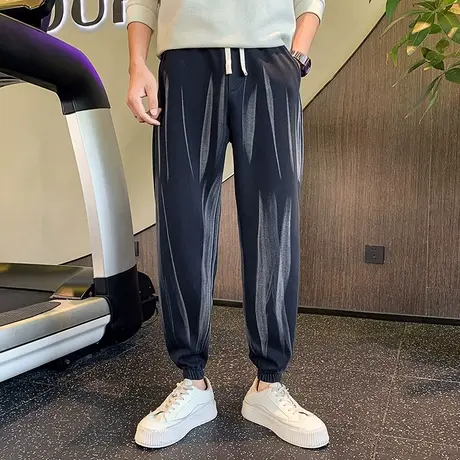 男士休闲裤2023秋季韩版时尚条纹束脚裤卫裤痞帅潮牌哈伦运动裤商品大图