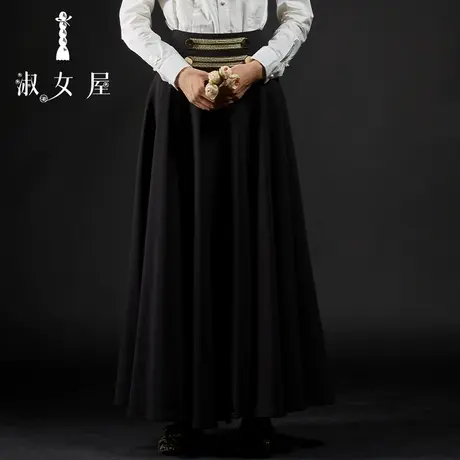 淑女屋半身裙大摆裙长裙高腰a字骑士半身裙图片