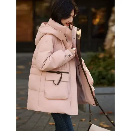 时尚气质羽绒服2023年冬季新款女连帽减龄大口袋高级加厚外套商品大图