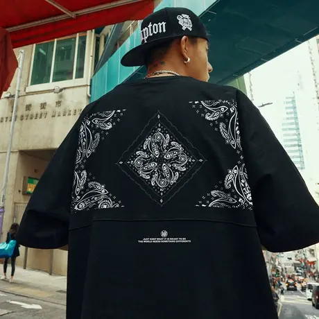 Nuthink欧美潮牌vibe短袖t恤男国潮中性风夏季潮流加肥加大蝙蝠袖商品大图