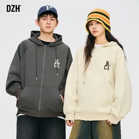 情侣开衫外套男春秋潮高级感休闲连帽夹克百搭情侣装帽衫2024新款图片