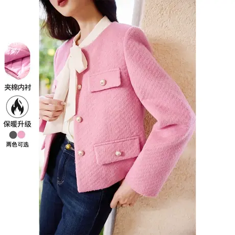 【直播间闪降】香影小香风毛绒短外套女2023冬季新款富家千金夹棉图片