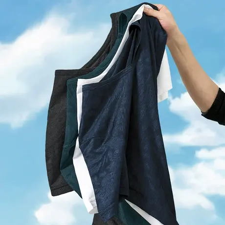 2023新款冰丝短袖t恤男夏季薄款速干冰感半袖运动上衣服纯色体恤商品大图