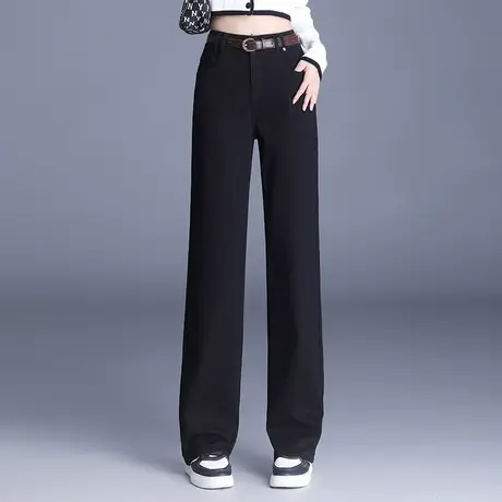 简约高腰阔腿长裤女2023秋季新款遮胯显瘦小个子垂感显腿长直筒裤图片