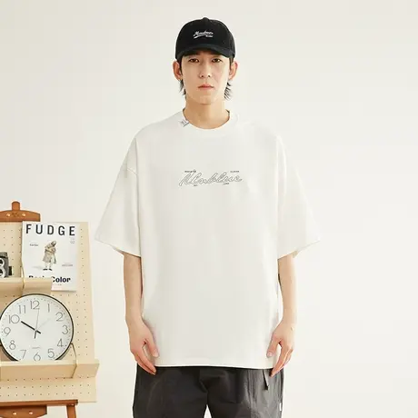 玫瑰印花潮牌潮流男士t恤短袖夏季男款衣服国潮半袖打底体恤图片