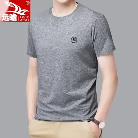 夏季男士短袖t恤男圆领冰丝薄款体恤衫男装莫代尔半袖白色打底衫商品大图